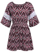Romwe Contrast Lace Zigzag Print Shift Dress