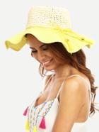 Romwe Vacation Bow Large Brimmed Straw Hat