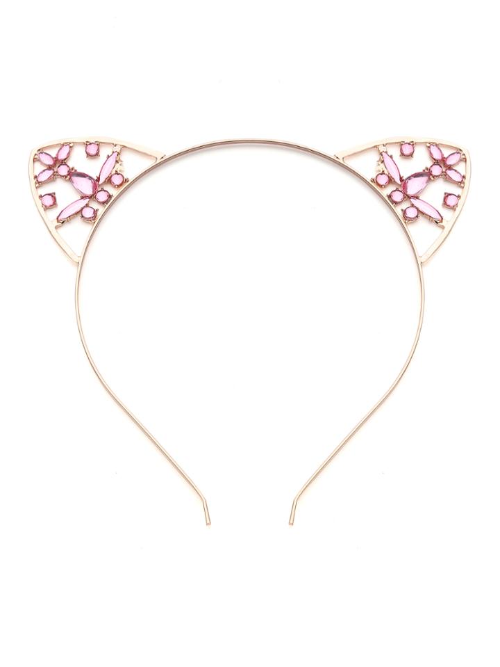 Romwe Rhinestone Cat Ears Headband