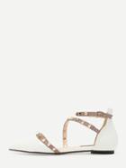 Romwe White Pointed Out Studded Sandals