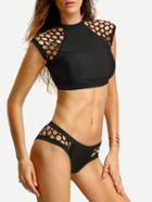 Romwe Geometric Laser-cut Bikini Set