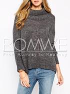 Romwe Grey High Neck Sweater