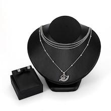 Romwe Eye Pendant Layered Necklace & Earrings
