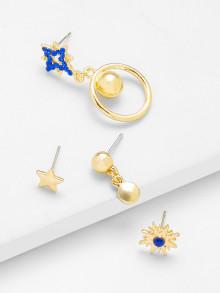 Romwe Star & Sun God Design Earring Set