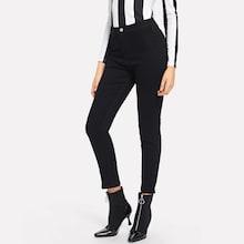 Romwe Pocket Back Solid Jeans