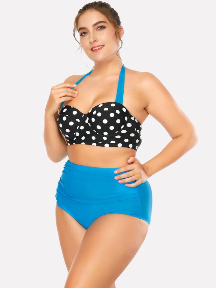 Romwe Polka Dot Bikini Set
