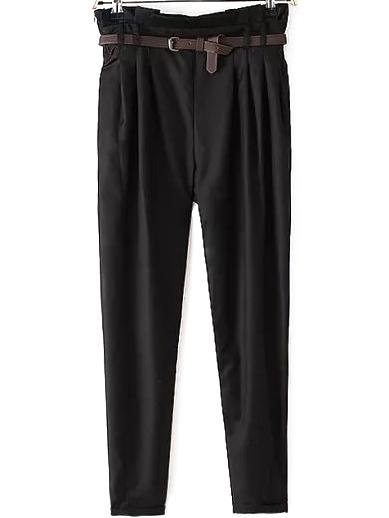 Romwe High Waist Ruffle Black Pant