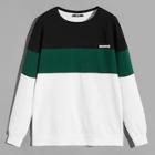 Romwe Men Color-block Letter Pullover