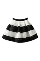 Romwe Lace Striped Puff Skirt