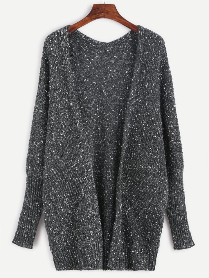 Romwe Dark Grey Sweater Coat With Pockets
