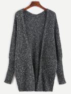Romwe Dark Grey Sweater Coat With Pockets