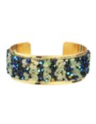 Romwe New Fashion Adjustable Blue Stone Wide Cuff Bracelet
