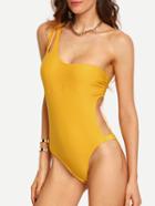 Romwe One-shoulder Cutout One-piece Swimwear