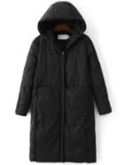Romwe Black Zipper Up Seam Hooded Padded Coat