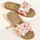 Romwe Floral Bow Tie Decor Flat Slippers