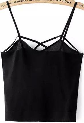 Romwe Spaghetti Strap Black Cami Top