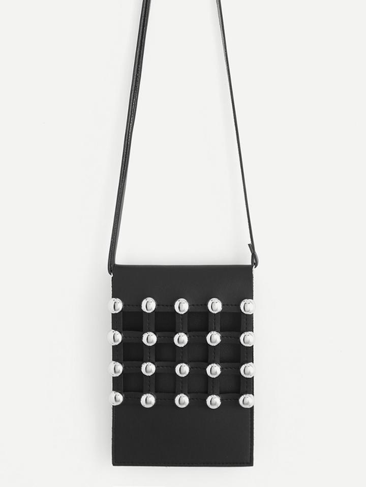 Romwe Studded Front Flap Crossbody Bag