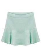 Romwe Ruffle Hem Zipper Chiffon Green Skirt