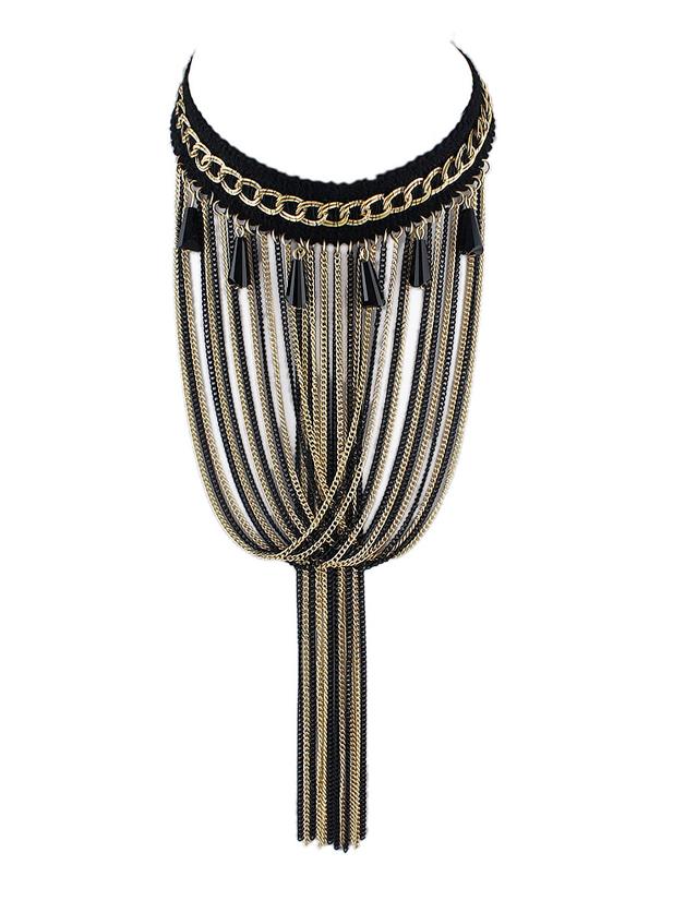 Romwe Punk Design Multilayers Long Chain Heavy Chunky Necklaces