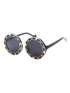 Romwe Black Frame Metal Trim Hollow Out Sunglasses