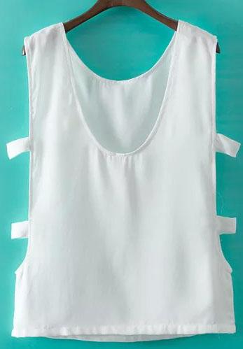 Romwe Side Hollow Chiffon Tank Top
