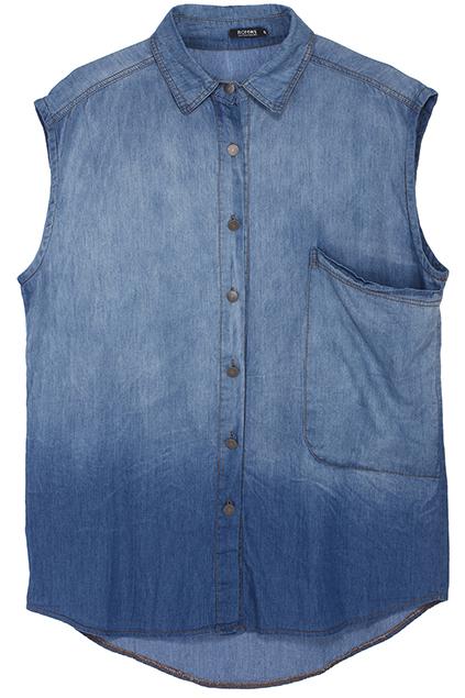 Romwe Sleeveless Blue Loose Denim Shirt