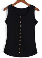 Romwe With Buttons Knit Black Tank Top