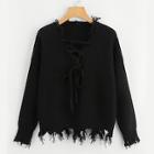 Romwe Knot Front Solid Jumper
