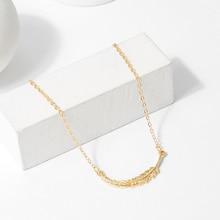 Romwe Feather Pendant Chain Necklace