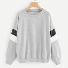 Romwe Cut And Sew Panel Zip Side Sweatshirt