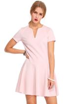 Romwe Fake Rivet Pink Dress
