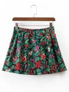 Romwe Floral Zipper Side A Line Skirt