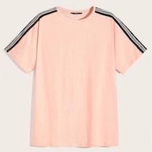 Romwe Guys Striped Sleeve T-shirt