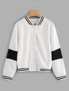 Romwe Color Block Sleeve Baseball Jacket