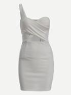 Romwe One-shoulder Cutout Cross Wrap Sheath Dress - White