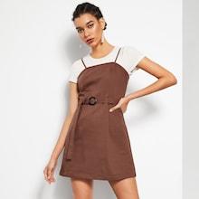 Romwe Waist Belted Zip Cami Dress