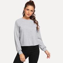 Romwe Mock-neck Eyelet Detail Sweatshirt