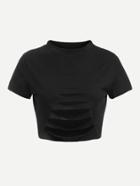 Romwe Stand Neck Cut Out Tee