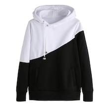 Romwe Plus Colorblock Pocket Drawstring Detail Hoodie