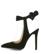 Romwe Black Faux Suede Bow Tie High Stiletto Pumps