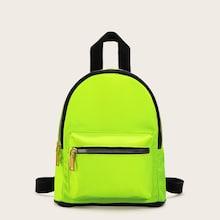 Romwe Neon Lime Pocket Front Backpack