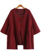 Romwe Round Neck Diamond Pattern Cape Coat