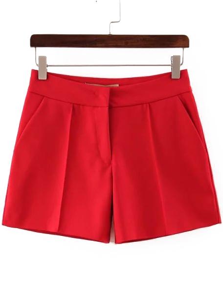 Romwe Red High Waist Straight Shorts