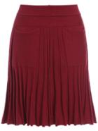 Romwe Knit Pleated Maroon Skirt