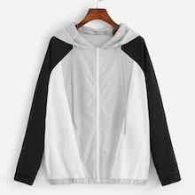 Romwe Cut And Sew Zipper Jacket
