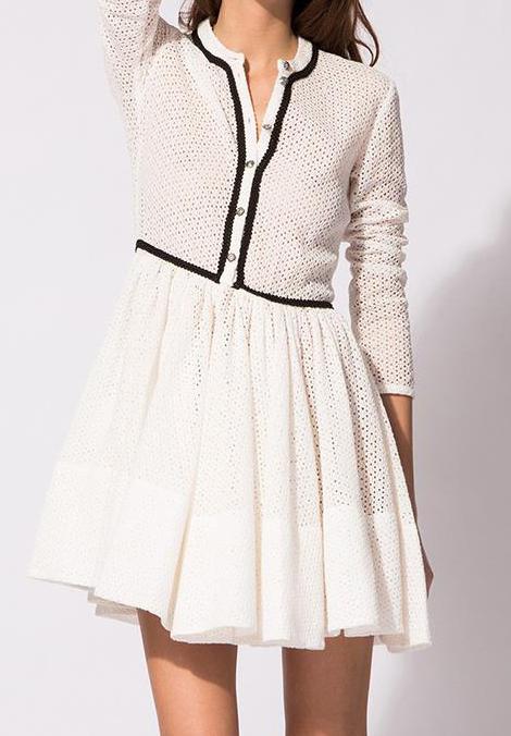 Romwe Hollow Pleated Buttons Dress