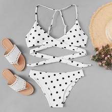 Romwe Wrap Random Pattern Bikini Set