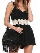 Romwe Spaghetti Strap Contrast Lace Romper