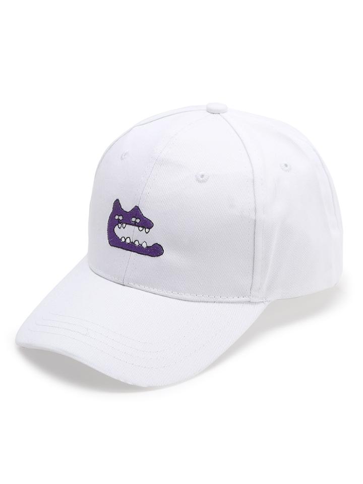 Romwe White Embroidery Detail Baseball Hat