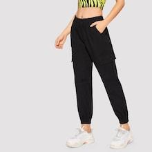 Romwe Pocket Side Elastic Waist Cargo Jeans